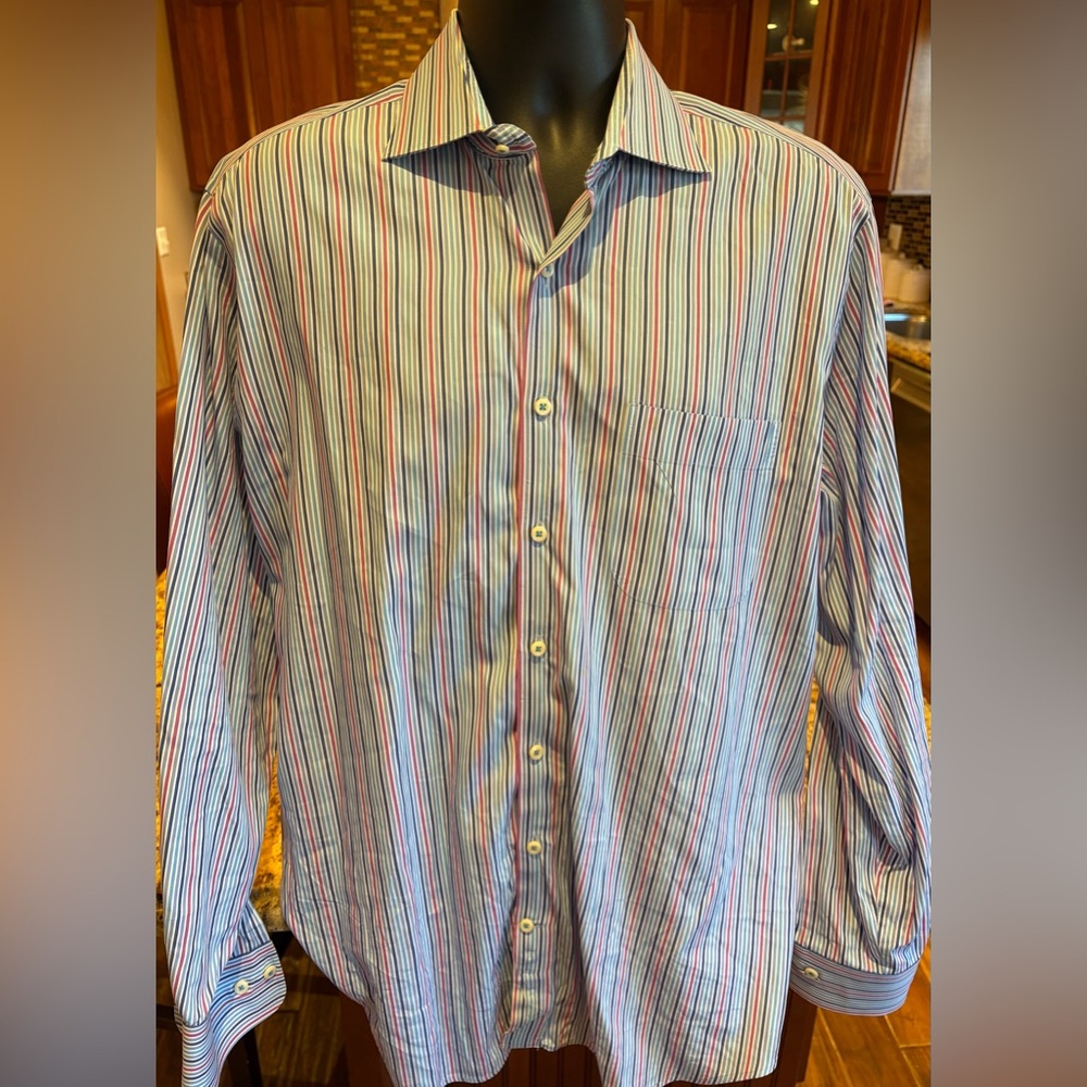 Peter Millar men’s‎ Multicolor Striped Button Down Shirt.